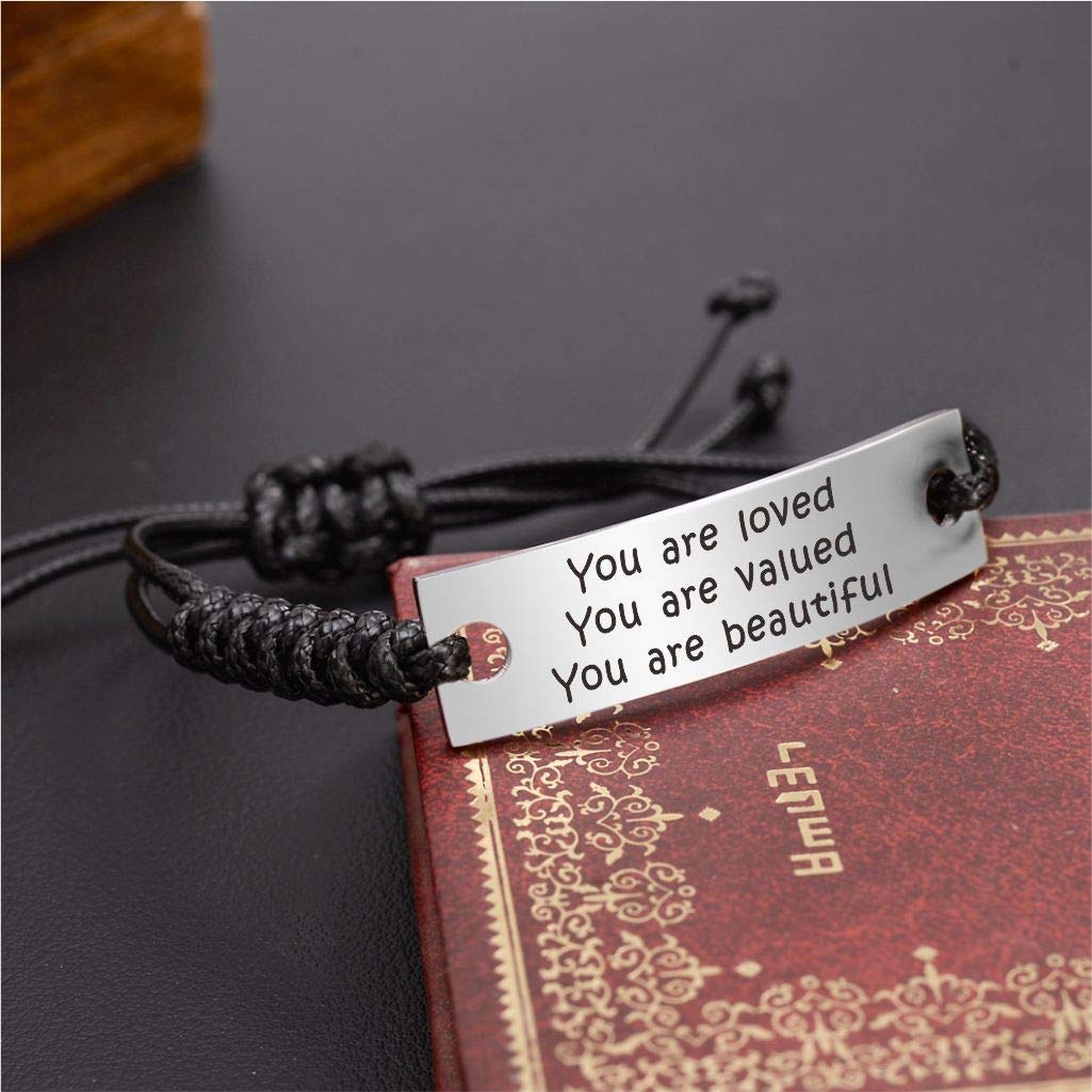 ABNTY Inspirational Gifts for Women Bracelet, You Are Love You Are Valued You Are Beautiful, Inspirational Bracelet