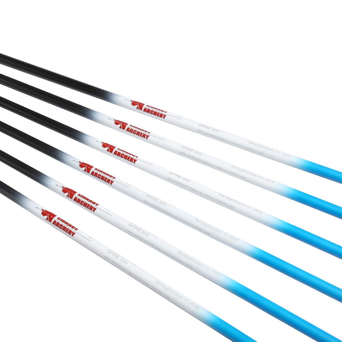 Linkboy Archery Carbon Arrows Hunting Practice Target Arrows Fluorescent Blue with Removable Tip for Compound Recurve Long Bows, Spine 500/32inch, Pack of 12PCS