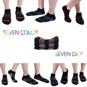 JOYNÉE Mens Ankle Athletic Socks Low Cut Week Socks for Sports Running 7 Pack,Black,Sock Size:10-13