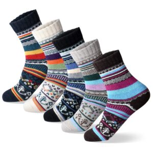 morecoo womens winter socks wool socks thermal hiking winter boot warm thick cozy work socks for ladies 5 pairs