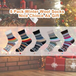 MORECOO Womens Winter Socks Wool Socks Thermal Hiking Winter Boot Warm Thick Cozy Work Socks for Ladies 5 Pairs