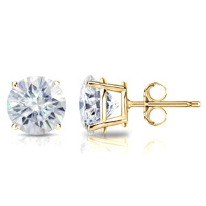 Diamond Wish 1/2 Carat Moissanite Round Stud Earrings in 14k Yellow Gold (J-K, 4 mm, TGW) 4-Prong Basket Push Back