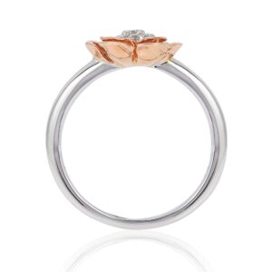 Jewelili Enchanted Disney Fine Jewelry 14K White and Rose Gold 1/10 Cttw Diamond Belle Fashion Ring Size 6