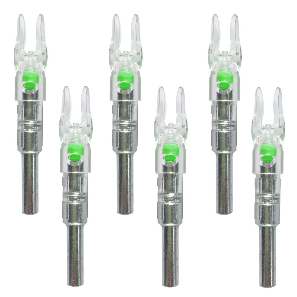 6PCS S Led Lighted Nocks for Arrows with .244"/6.2mm Inside Diameter,Screwdriver Included (Green)