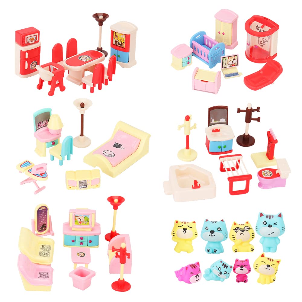 50 Pack Kids Little Dollhouse Furniture Toys House Big Dreams for Baby Children Girls Boys Age 3+