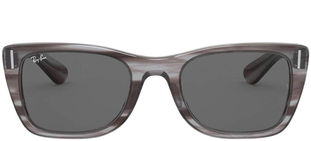 Ray-Ban RB2248 Caribbean Rectangular Sunglasses, Striped Grey/Dark Grey, 52 mm