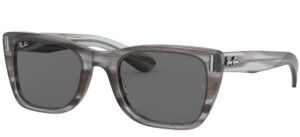 ray-ban rb2248 caribbean rectangular sunglasses, striped grey/dark grey, 52 mm