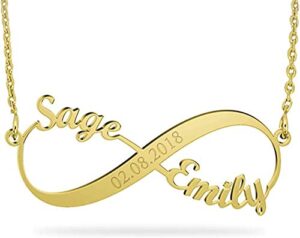 orfan personalized infinity name necklace custom 1-8 name necklace personalized for women bff girlfriend family name necklace for women (2 name and text)