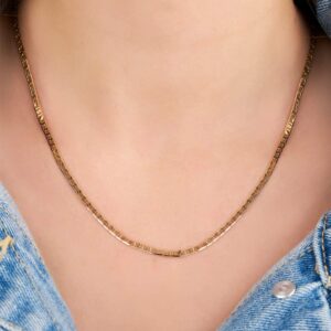 Barzel Mariner Chain Necklace for Women, 18K Gold Plated Mariner Chain (20 Inches, 3MM Gold)