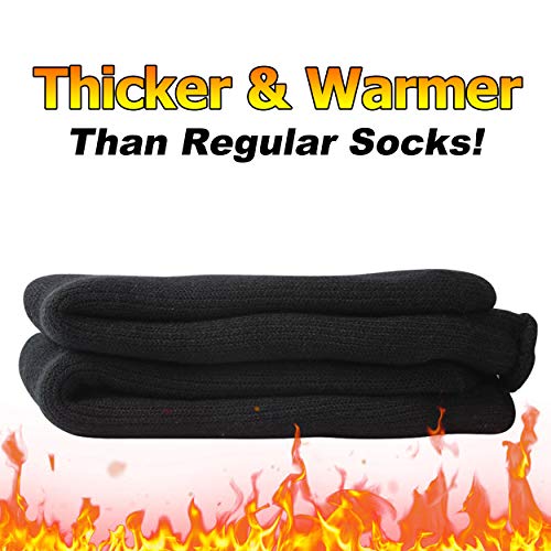 JSPA Thermal Trekking Socks, Men Insulated Extra Warm Crew Socks for Cold Winter,Thick Heavy Comfort Athletic Camping Hiking Riding Socks for Extreme Temperature,2 Pairs Black/Light Grey Medium