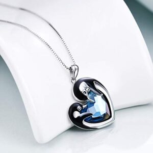 WINNICACA Penguin Christmas Gifts Sterling Silver Penguin Necklace for Women Blue Crystal Pendant Penguin Jewelry Cute Necklaces for Teen Girls Birthday Gifts for Penguin Lover Daughter