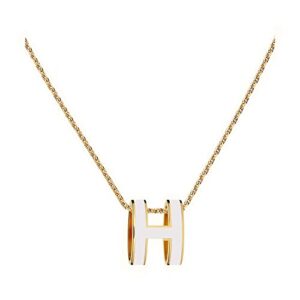 Yuangu Classic Letter Design 18K Gold Plated Womens Necklace Colorful Color Optional Women's Pendant (White)