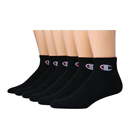 Champion Women's, Double Dry Socks, Crew, Ankle, and No Show, 6-Pack, Black, 5-9