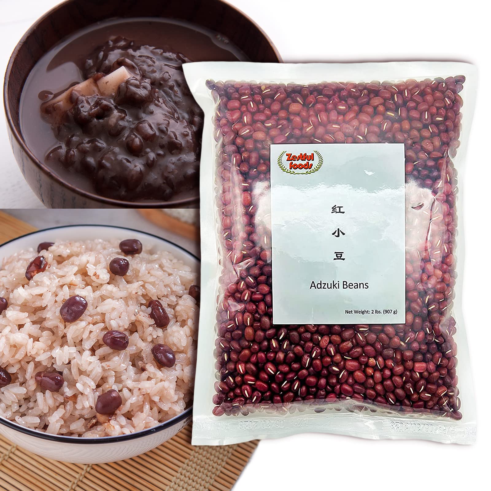 Zestful Foods Adzuki Beans - Chinese Red Beans, Non-GMO, Sproutable, Vegan - Perfect for Asian Recipes, Soups, and Desserts - 4 Lbs. (2 pack, 2 Lbs. each)