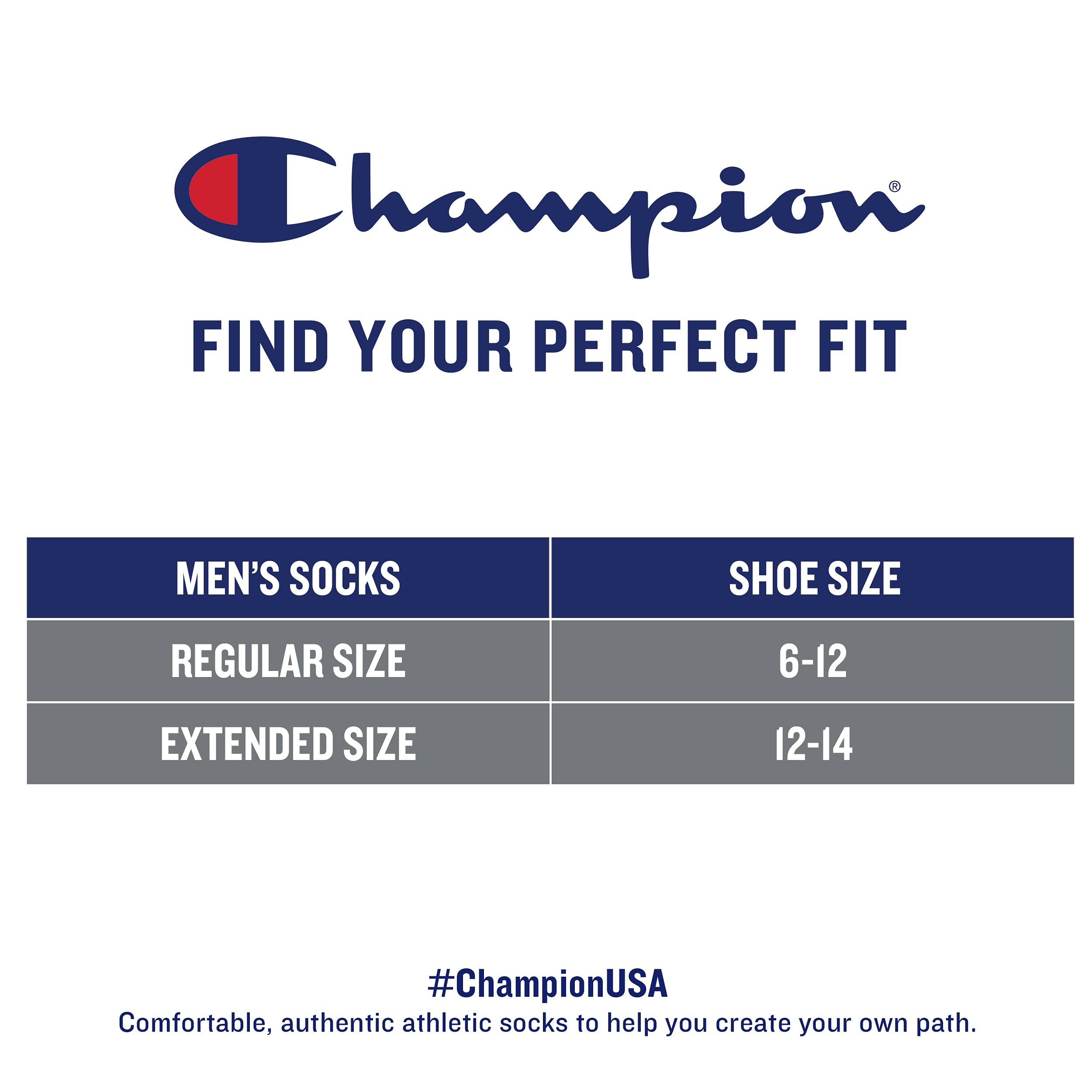 Champion Men's Double Dry Moisture Wicking No Show Socks 6, 8 Packs Availabe, Black-6 Pack, 6-12