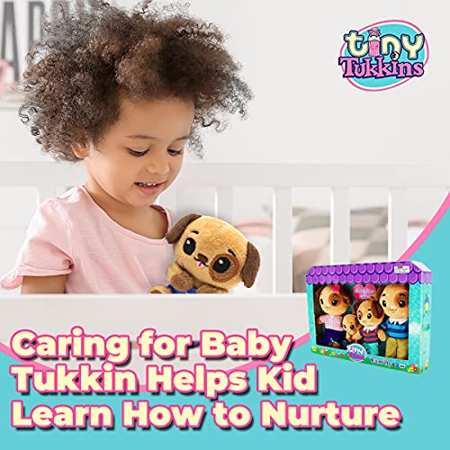 Tiny Tukkins Stuffed Dog Family - 4 Plush Dog Stuffed Animals - Doggy Stuffed Animal Pack Includes Mom, Dad, and 2 Babies - Stuffed Animal Set Made from Kid-Friendly, Non-Toxic Quality Materials