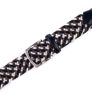 Fabio Valenti Woven Stretchy Braided Belts for Men & Women, Golf Casual Belt (M（ fits waist 33"- 36" ） M, NAVY/WHITE/GRAY)