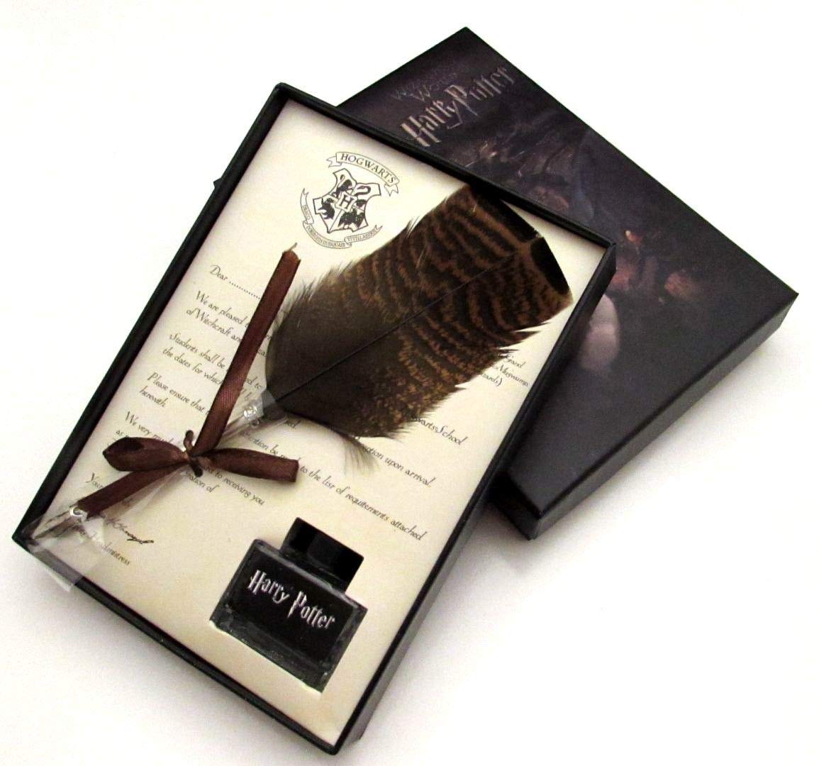 Feather Quill Pen with Ink Writing Dip Ink Pen Quill Pen with Ink Metal Nib Calligraphy Pen Gift Set for Kids