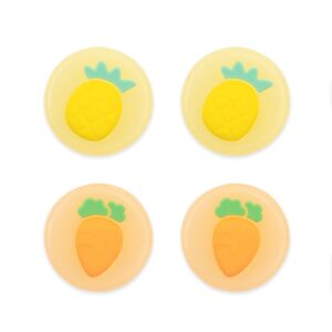 geekshare fruit theme thumb grip caps,compatible with nintendo switch & switch lite only,soft silicone joystick cover,4pics -- carrot and pineapple