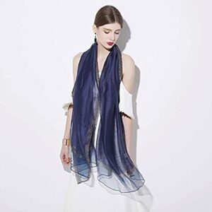 HURESON Lightweight Silk Scarf Elegant Soft Shawls and Wraps for Evening Dresses glitter Scarves for Women for All Seasons (Navy blue)