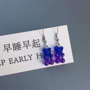 7 Pairs Gummy Bears Earrings Set Colorful Bear Animal Resin Earrings for Women Jewelry(A)