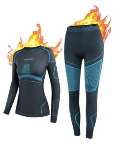 nooyme thermal underwear for women long johns for women, base layer women black-blue