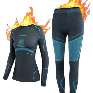 NOOYME Thermal Underwear for Women Long Johns for Women, Base Layer Women Black-blue