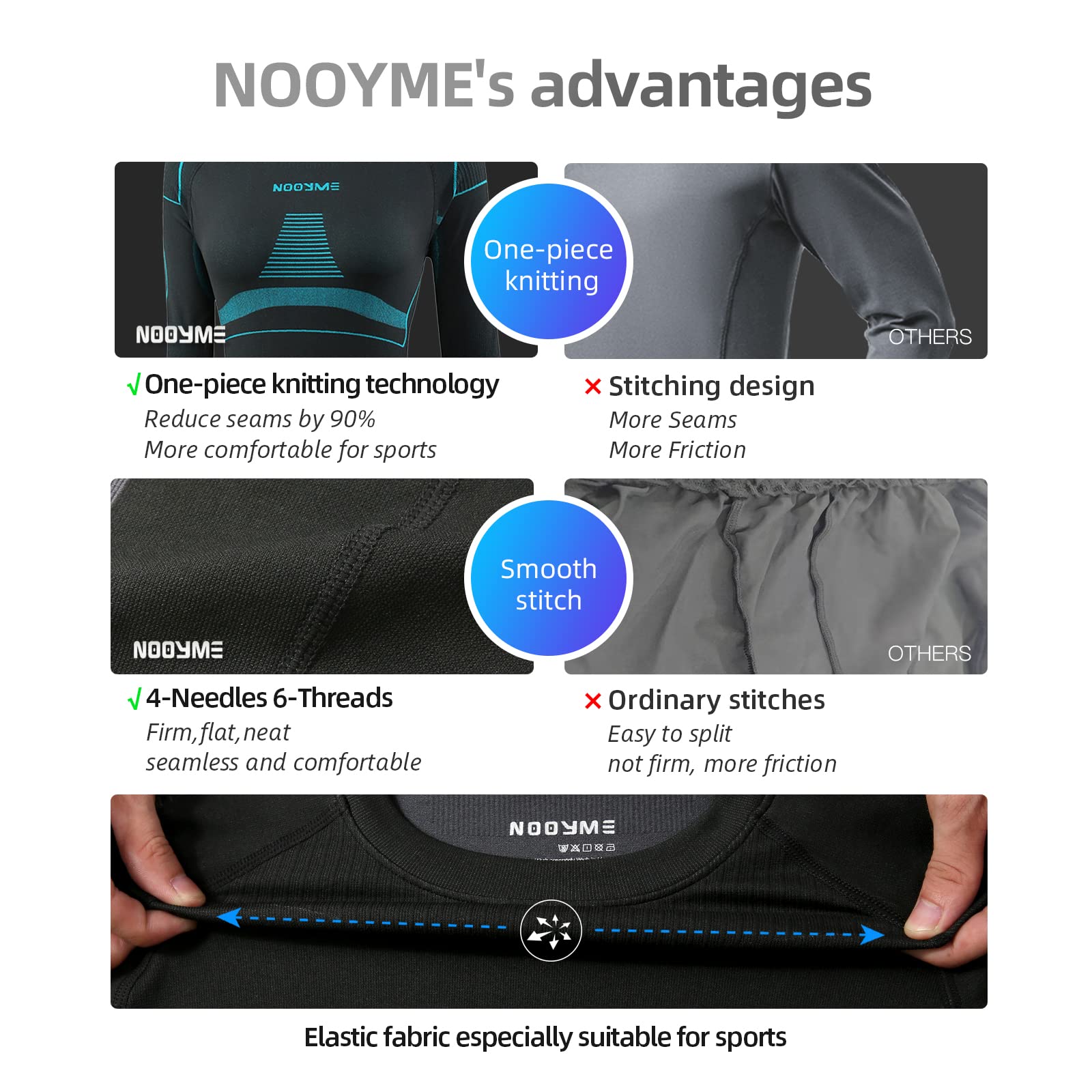 NOOYME Thermal Underwear for Women Long Johns for Women, Base Layer Women Black-blue