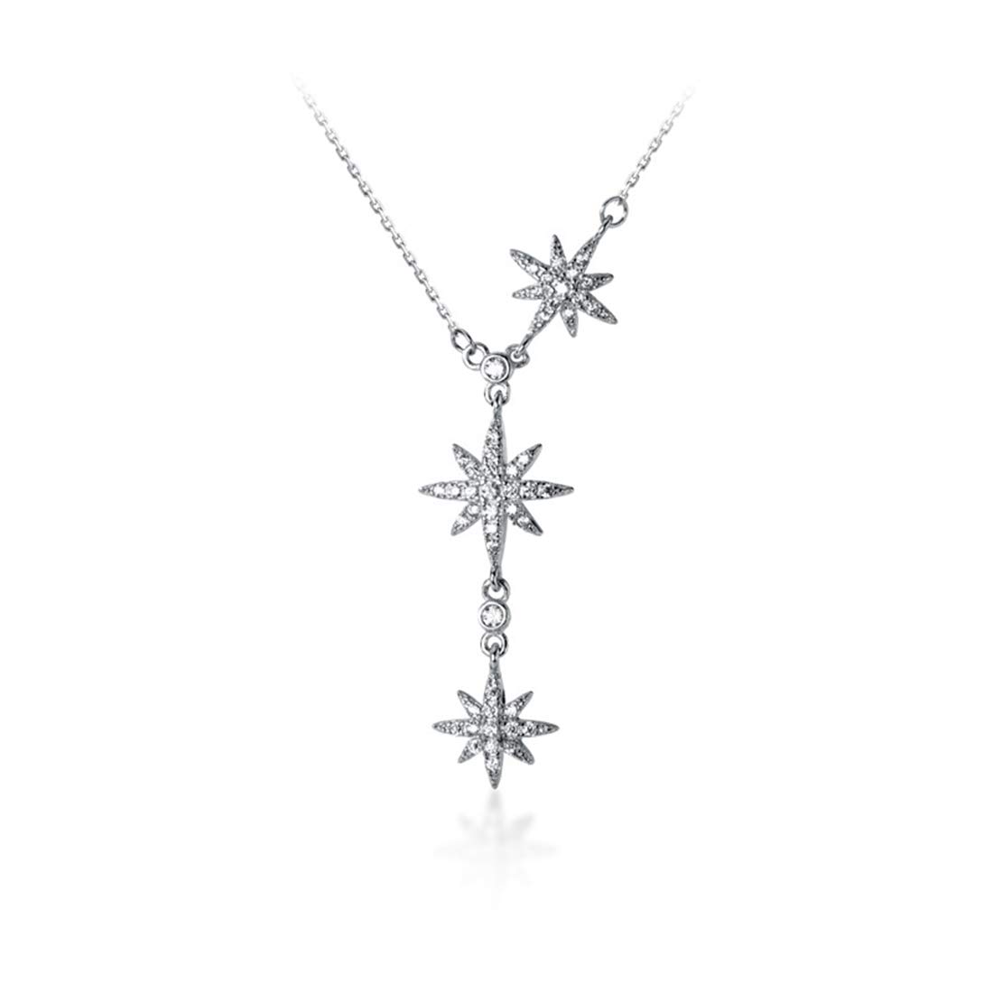 SLUYNZ CZ Star Y Necklace for Women Teens 925 Sterling Silver Star Choker Necklace Chain Pendant Necklace (A-Silver)