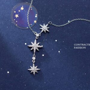 SLUYNZ CZ Star Y Necklace for Women Teens 925 Sterling Silver Star Choker Necklace Chain Pendant Necklace (A-Silver)