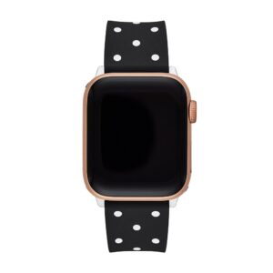 Kate Spade New York Silicone Band for 38/40/41mm Apple Watch Series 1-6, Color: Black/White Dot, Silver (Model: KSS0080)