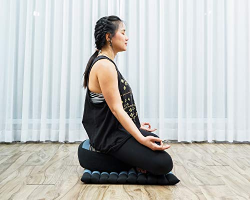 Leewadee Meditation Cushion Set – 1 Small Zafu Yoga Pillow and 1 Small Roll-Up Zabuton Mat Filled with Kapok, Blue