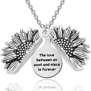 WUSUANED Aunt And Niece Gift The Love Between An Aunt And Niece Is Forever Necklace Sun Flower Pendant Necklace Relationship Jewelry (aunt and niece necklace)