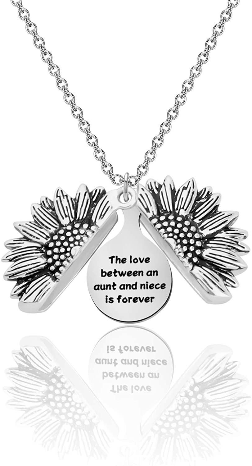 WUSUANED Aunt And Niece Gift The Love Between An Aunt And Niece Is Forever Necklace Sun Flower Pendant Necklace Relationship Jewelry (aunt and niece necklace)