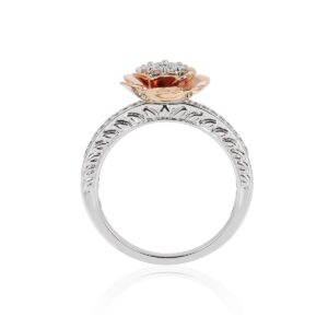 Jewelili Enchanted Disney Fine Jewelry 14K Rose Gold Over Sterling Silver 1/4 Cttw Belle Rose Composite Ring, Size 8