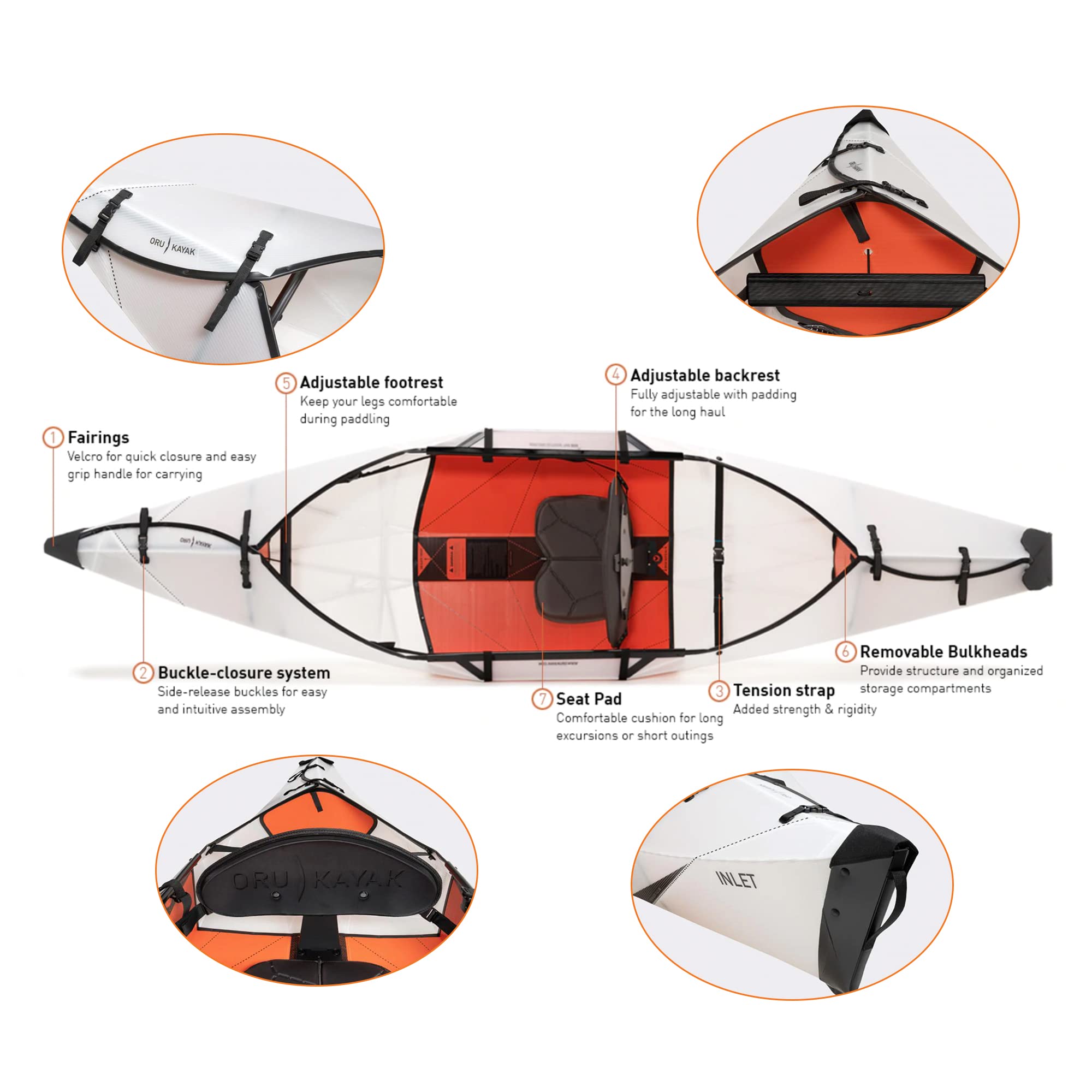 Oru Kayak Foldable Kayak Inlet | Stable, Durable, Lightweight - Lake and River Kayaks - Beginner, Intermediate - Size (Unfolded): 9'8" x 31", Weight: 20 Lbs