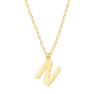 PAVOI 14K Yellow Gold Plated Initial Necklace | Letter Necklaces for Women | N Initial