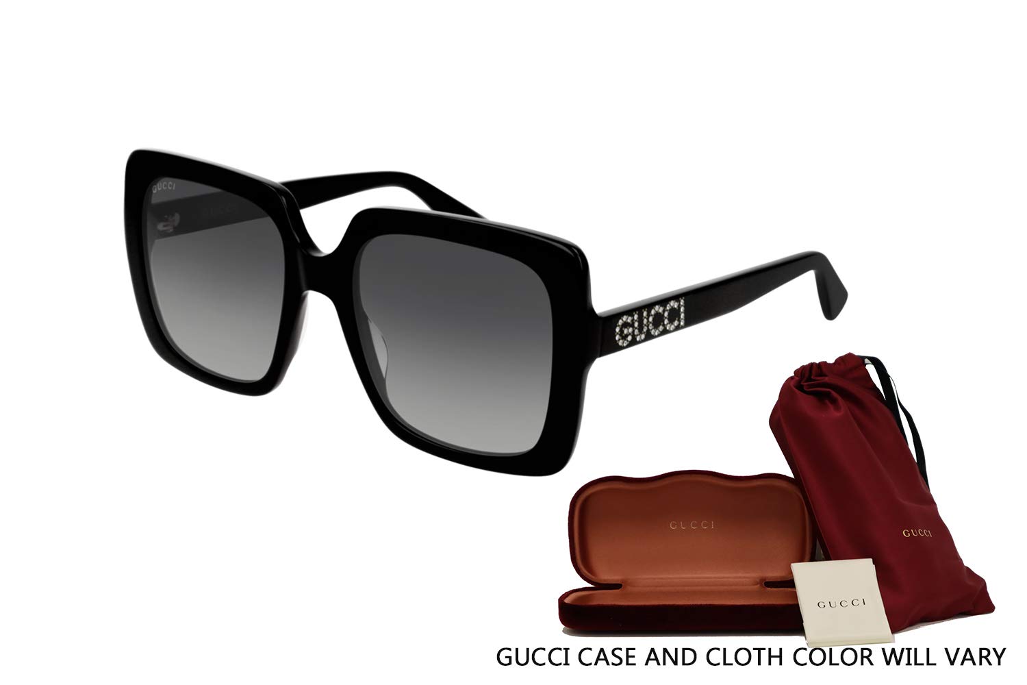 Gucci GG0418S 001 54M Black/Grey Gradient Square Sunglasses For Women+ BUNDLE With Designer iWear Eyewear Kit