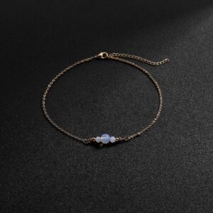 Kyerlyn Dainty Opal Chain Anklet for Women 18k Gold Plated Ankle Bracelets Summer Beach Adjustable Chain Anklet for Women Simple Fashion Jewelry