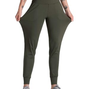 Dragon Fit Joggers for Women with Pockets,High Waist Workout Yoga Tapered Sweatpants Women's Lounge Pants (Medium, Joggers78-Dark Olive)