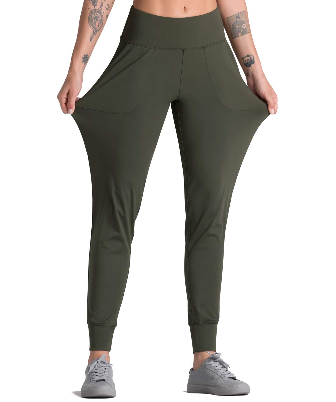 Dragon Fit Joggers for Women with Pockets,High Waist Workout Yoga Tapered Sweatpants Women's Lounge Pants (Medium, Joggers78-Dark Olive)