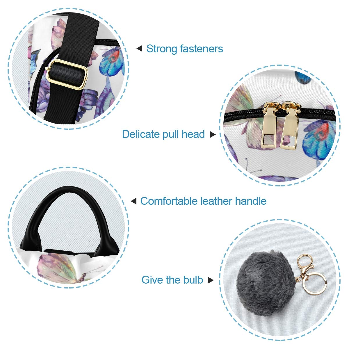 ALAZA Blue & Pink Butterfly Backpack Purse for Women Anti Theft Fashion Back Pack Shoulder Bag