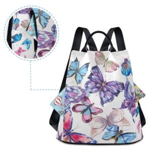 ALAZA Blue & Pink Butterfly Backpack Purse for Women Anti Theft Fashion Back Pack Shoulder Bag