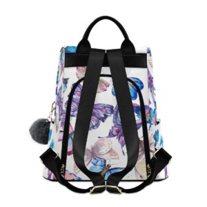 ALAZA Blue & Pink Butterfly Backpack Purse for Women Anti Theft Fashion Back Pack Shoulder Bag