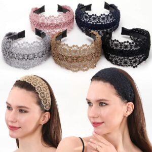 LONEEDY Non-Slip Multicolor Lace Headband Wide-Head Cutout Hard Headbands for Women and Girls (Sun flower)