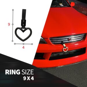 Kei Project JDM Tsurikawa Ring Japanese Subway Train Bus Handle Hand Strap Drift Charm Bosozoku (Heart: Black)