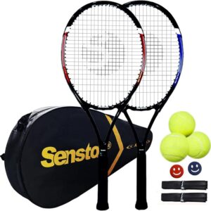 senston tennis rackets for adults 27 inch tennis racquets - 2 player tennis set with 2 grips, 2 vibration dampers