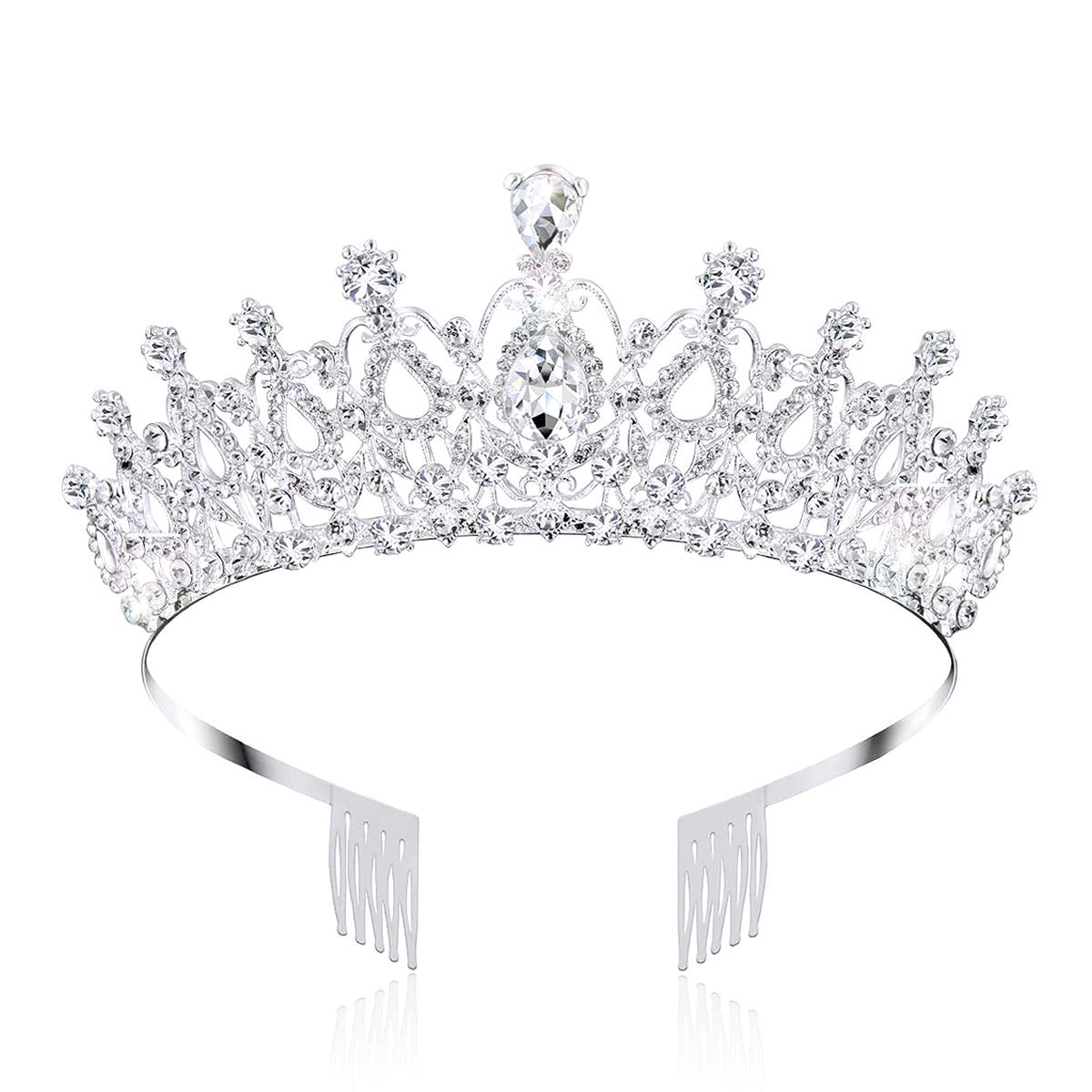 AOPRIE 1980s Tiaras and Crowns for Women Silver Princess Tiara for Little Girls Crystal Crowns and Tiaras Hair Accessories for Wedding Prom Bridal Birthday Party Halloween Costume Christmas Gifts