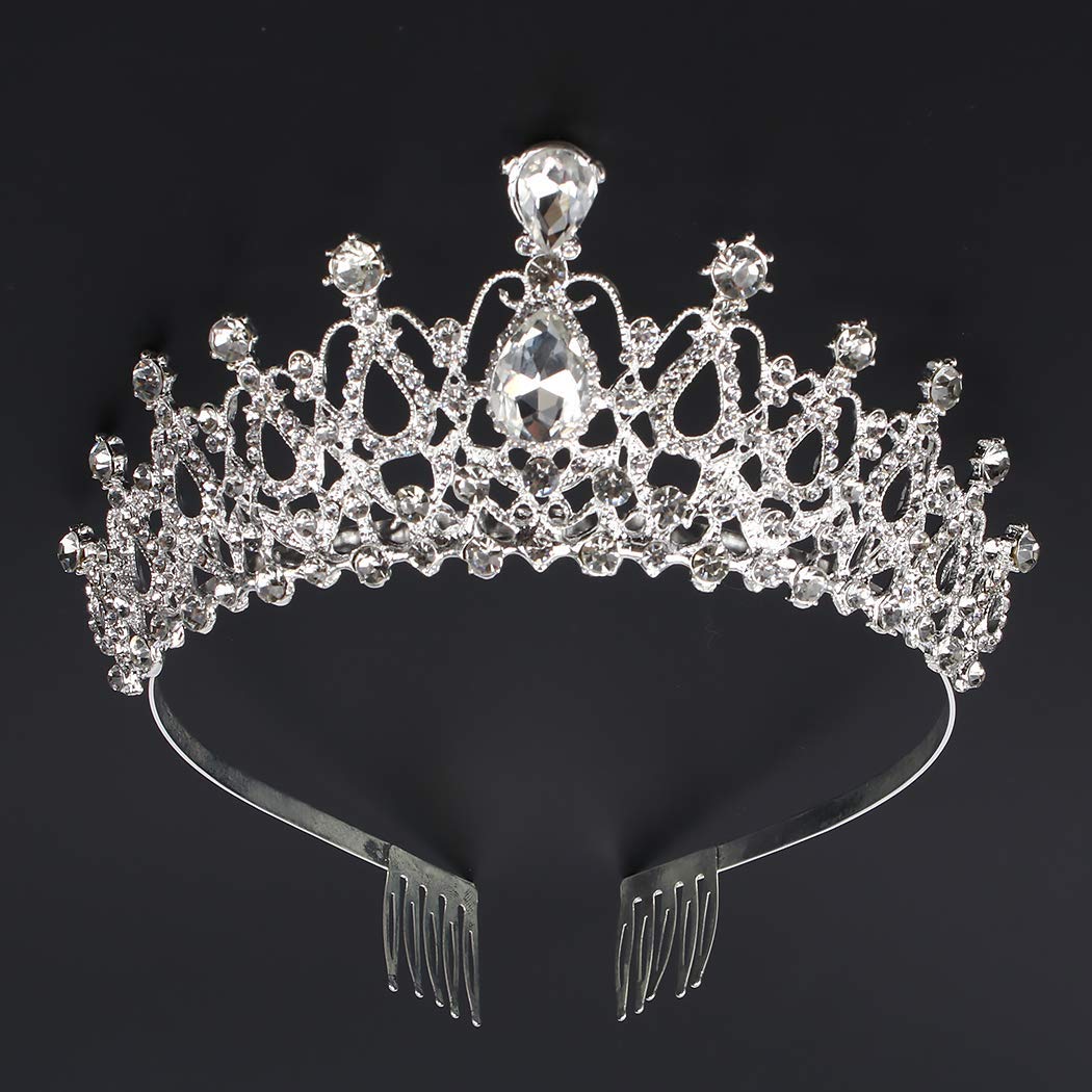 AOPRIE 1980s Tiaras and Crowns for Women Silver Princess Tiara for Little Girls Crystal Crowns and Tiaras Hair Accessories for Wedding Prom Bridal Birthday Party Halloween Costume Christmas Gifts