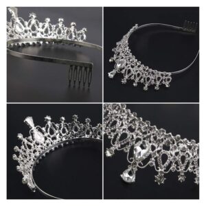 AOPRIE 1980s Tiaras and Crowns for Women Silver Princess Tiara for Little Girls Crystal Crowns and Tiaras Hair Accessories for Wedding Prom Bridal Birthday Party Halloween Costume Christmas Gifts